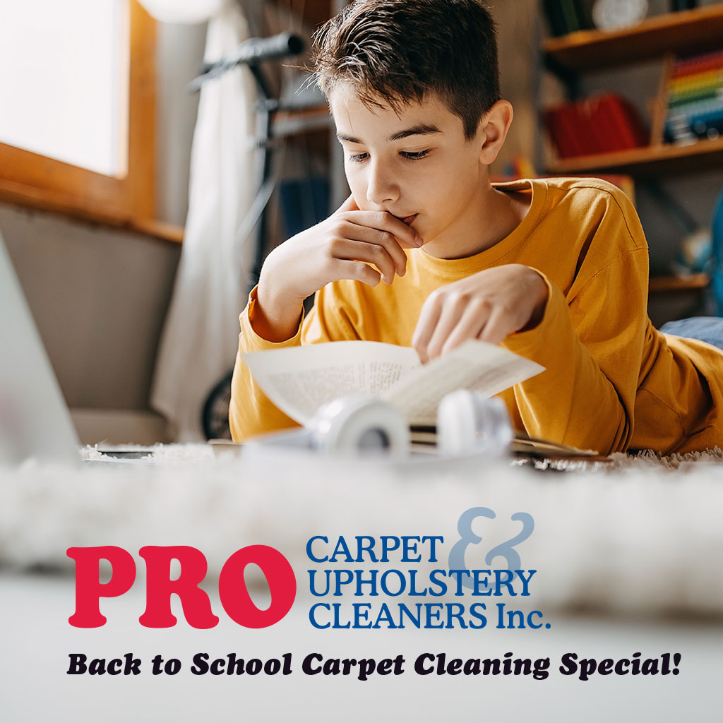 Are your carpets back-to-school ready? Boy reading on carpeting